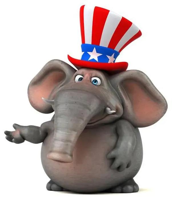 Framed Print : Fun 3D cartoon elephant with an uncle sam hat Framed Print : Fun 3D cartoon elephant with an uncle sam hat