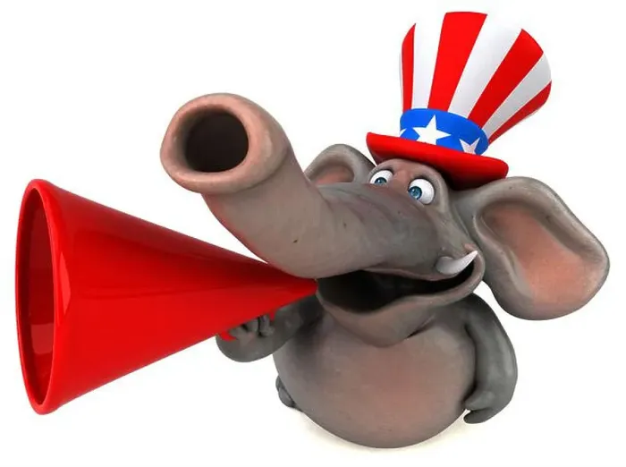 Framed Print : Fun 3D cartoon elephant with an uncle sam hat Framed Print : Fun 3D cartoon elephant with an uncle sam hat