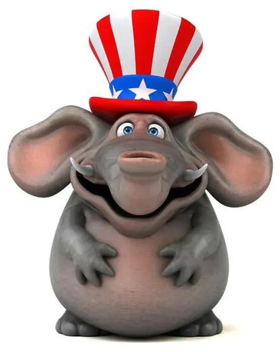 Framed Print : Fun 3D cartoon elephant with an uncle sam hat Framed Print : Fun 3D cartoon elephant with an uncle sam hat