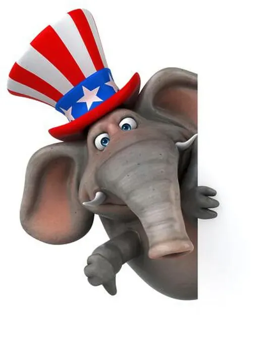 Framed Print : Fun 3D cartoon elephant with an uncle sam hat Framed Print : Fun 3D cartoon elephant with an uncle sam hat