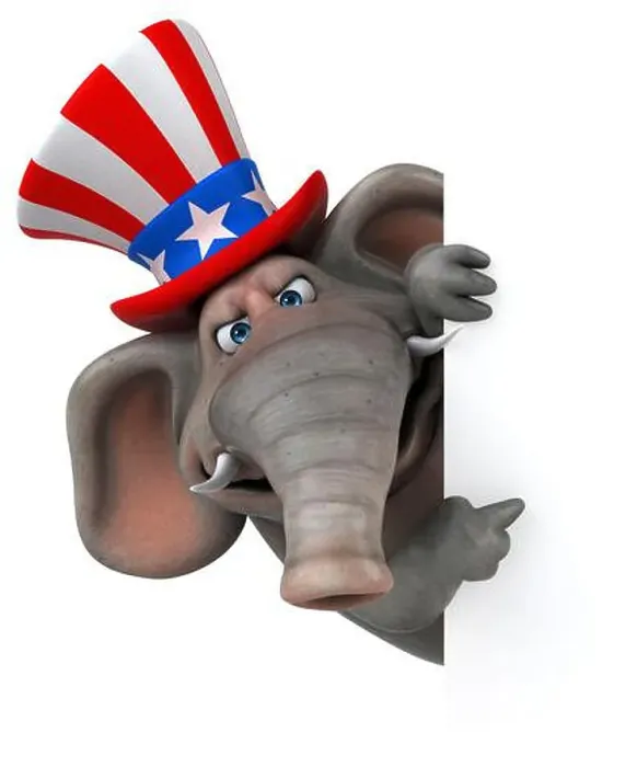 Framed Print : Fun 3D cartoon elephant with an uncle sam hat Framed Print : Fun 3D cartoon elephant with an uncle sam hat