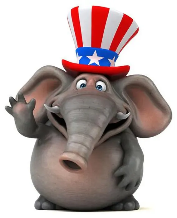 Framed Print : Fun 3D cartoon elephant with an uncle sam hat Framed Print : Fun 3D cartoon elephant with an uncle sam hat