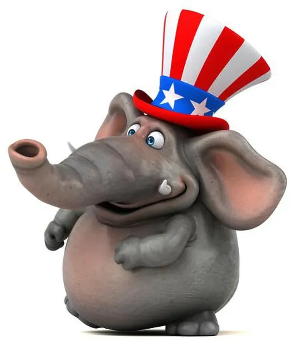 Framed Print : Fun 3D cartoon elephant with an uncle sam hat Framed Print : Fun 3D cartoon elephant with an uncle sam hat