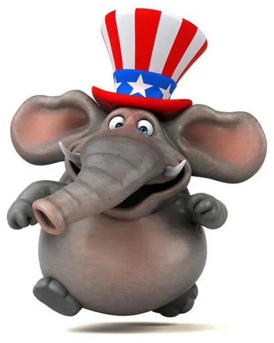 Framed Print : Fun 3D cartoon elephant with an uncle sam hat Framed Print : Fun 3D cartoon elephant with an uncle sam hat