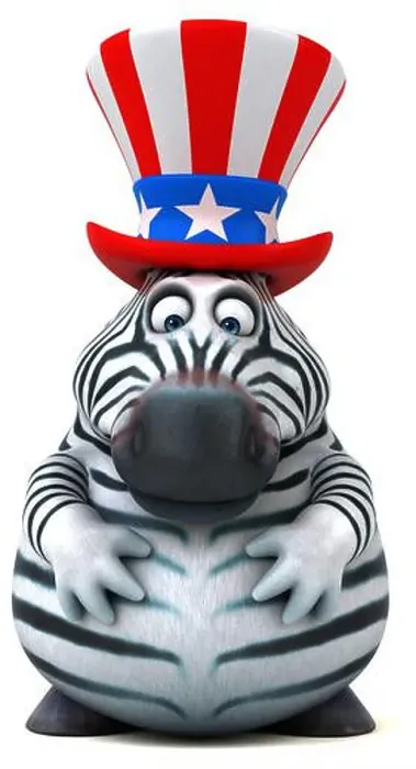 Framed Print : Fun 3D cartoon zebra with an uncle sam hat Framed Print : Fun 3D cartoon zebra with an uncle sam hat