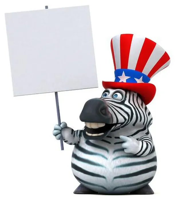 Framed Print : Fun 3D cartoon zebra with an uncle sam hat Framed Print : Fun 3D cartoon zebra with an uncle sam hat