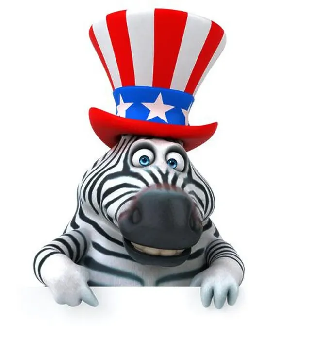 Framed Print : Fun 3D cartoon zebra with an uncle sam hat Framed Print : Fun 3D cartoon zebra with an uncle sam hat