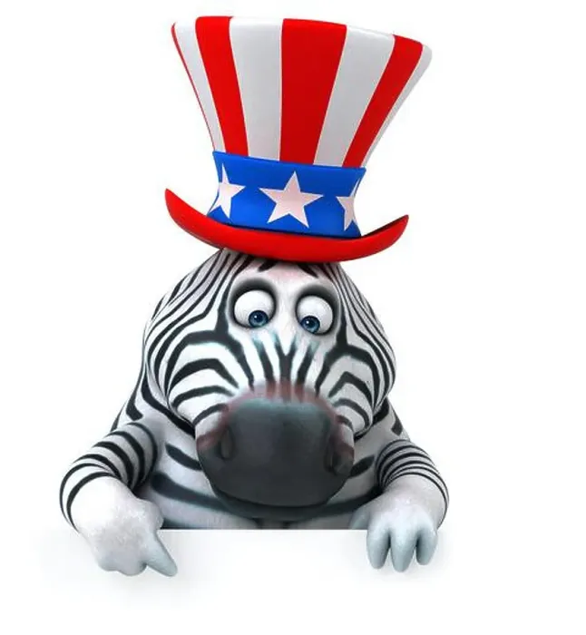 Framed Print : Fun 3D cartoon zebra with an uncle sam hat Framed Print : Fun 3D cartoon zebra with an uncle sam hat