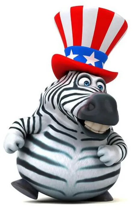 Framed Print : Fun 3D cartoon zebra with an uncle sam hat Framed Print : Fun 3D cartoon zebra with an uncle sam hat