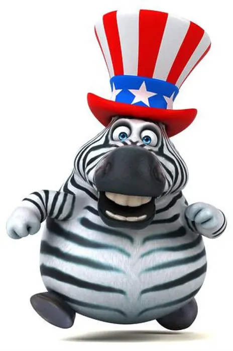 Framed Print : Fun 3D cartoon zebra with an uncle sam hat Framed Print : Fun 3D cartoon zebra with an uncle sam hat