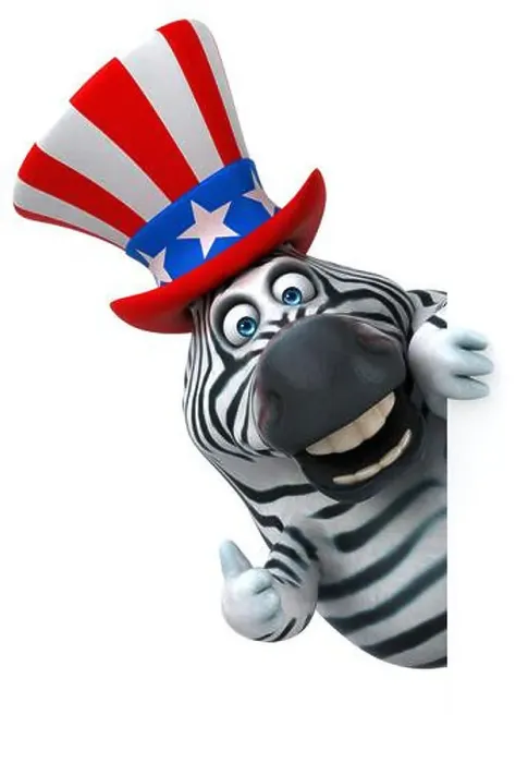 Framed Print : Fun 3D cartoon zebra with an uncle sam hat Framed Print : Fun 3D cartoon zebra with an uncle sam hat