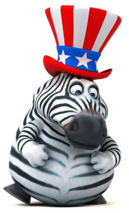 Framed Print : Fun 3D cartoon zebra with an uncle sam hat Framed Print : Fun 3D cartoon zebra with an uncle sam hat