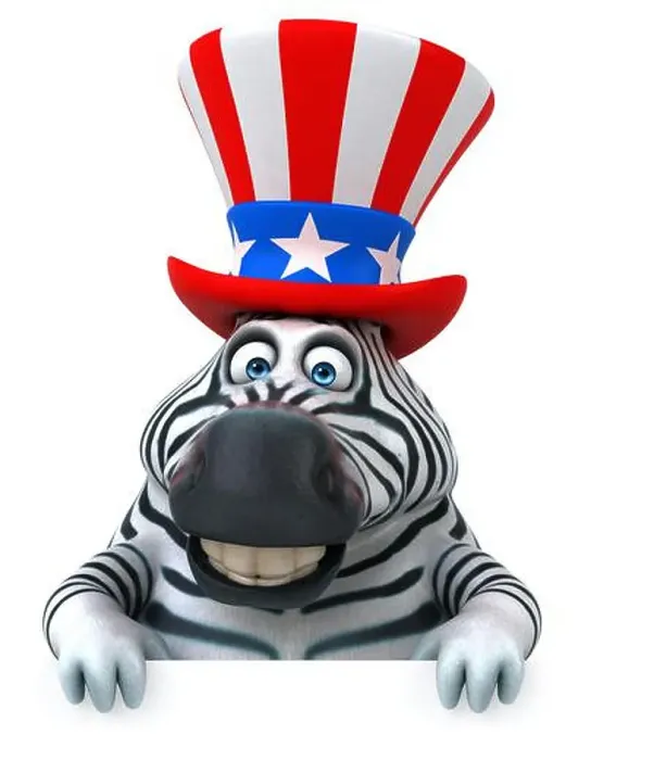 Framed Print : Fun 3D cartoon zebra with an uncle sam hat Framed Print : Fun 3D cartoon zebra with an uncle sam hat