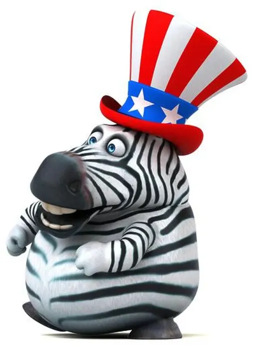 Framed Print : Fun 3D cartoon zebra with an uncle sam hat Framed Print : Fun 3D cartoon zebra with an uncle sam hat