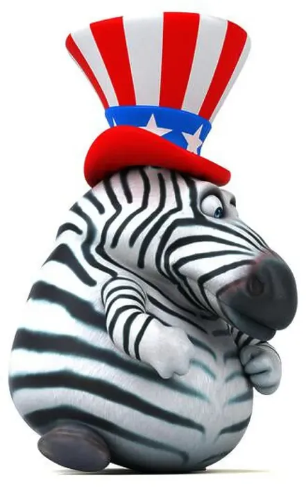 Framed Print : Fun 3D cartoon zebra with an uncle sam hat Framed Print : Fun 3D cartoon zebra with an uncle sam hat