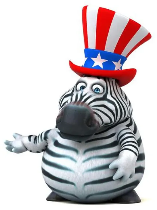 Framed Print : Fun 3D cartoon zebra with an uncle sam hat Framed Print : Fun 3D cartoon zebra with an uncle sam hat