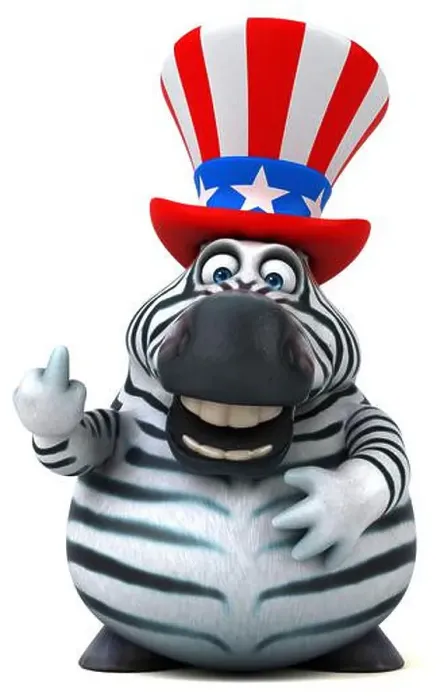 Framed Print : Fun 3D cartoon zebra with an uncle sam hat Framed Print : Fun 3D cartoon zebra with an uncle sam hat
