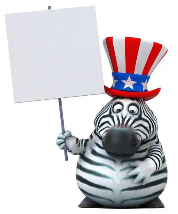 Framed Print : Fun 3D cartoon zebra with an uncle sam hat Framed Print : Fun 3D cartoon zebra with an uncle sam hat