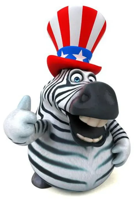 Framed Print : Fun 3D cartoon zebra with an uncle sam hat Framed Print : Fun 3D cartoon zebra with an uncle sam hat