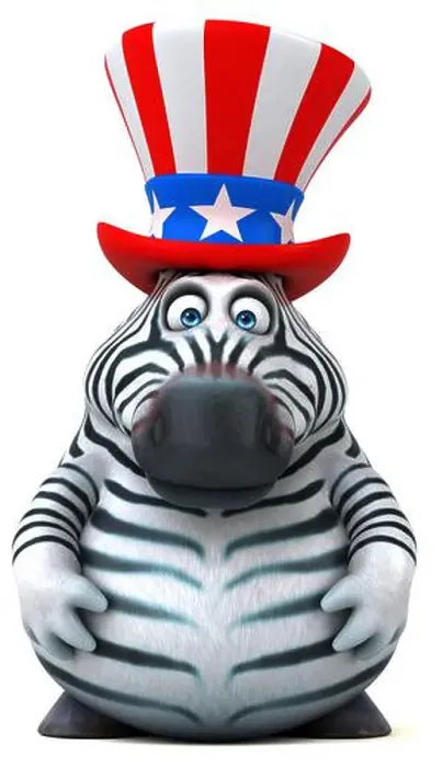 Framed Print : Fun 3D cartoon zebra with an uncle sam hat Framed Print : Fun 3D cartoon zebra with an uncle sam hat
