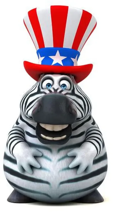 Framed Print : Fun 3D cartoon zebra with an uncle sam hat Framed Print : Fun 3D cartoon zebra with an uncle sam hat