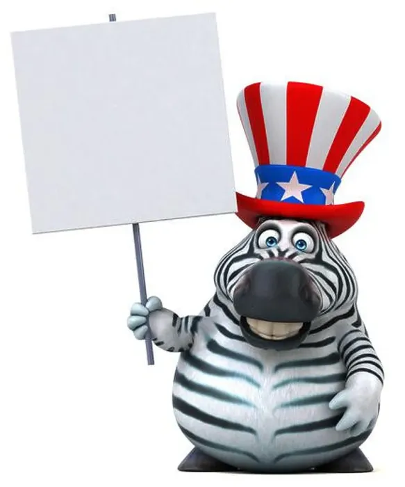 Framed Print : Fun 3D cartoon zebra with an uncle sam hat Framed Print : Fun 3D cartoon zebra with an uncle sam hat