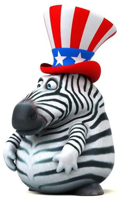 Framed Print : Fun 3D cartoon zebra with an uncle sam hat Framed Print : Fun 3D cartoon zebra with an uncle sam hat