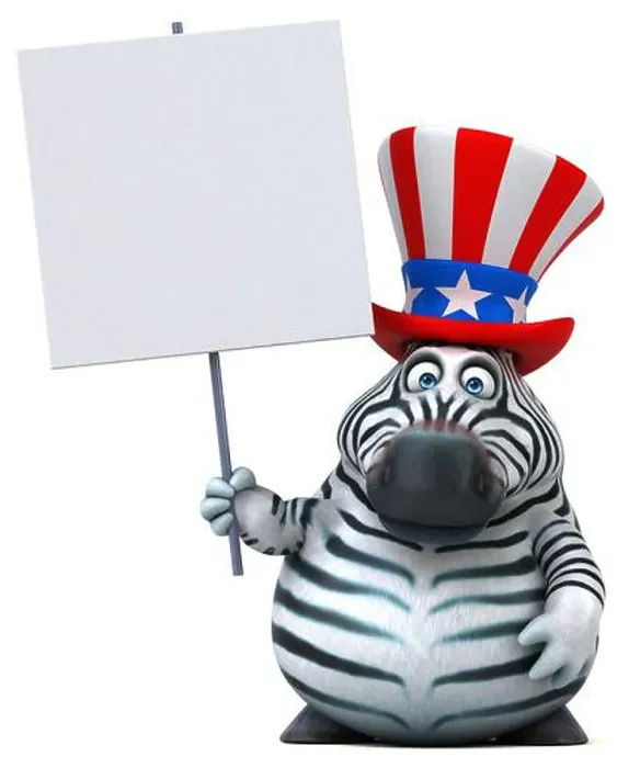 Framed Print : Fun 3D cartoon zebra with an uncle sam hat Framed Print : Fun 3D cartoon zebra with an uncle sam hat