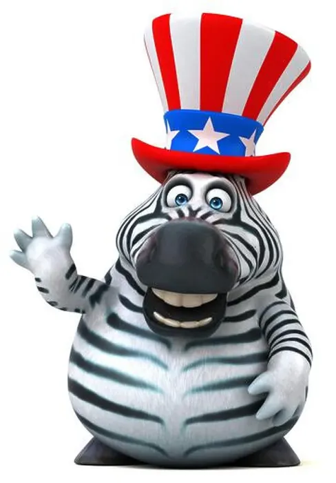 Framed Print : Fun 3D cartoon zebra with an uncle sam hat Framed Print : Fun 3D cartoon zebra with an uncle sam hat