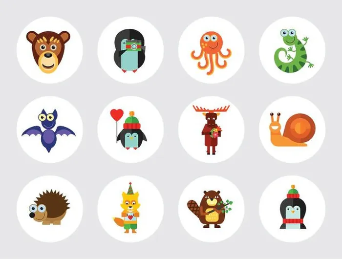 Framed Print : Funny Animals Icon Set