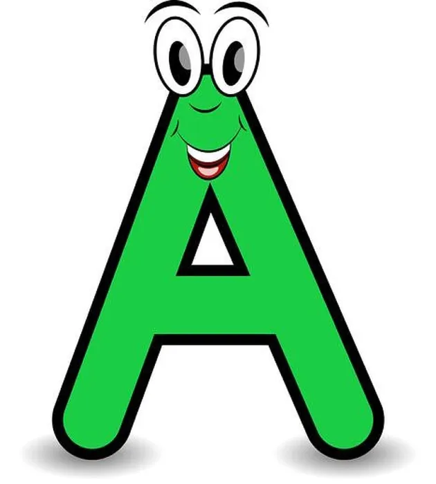 Framed Print : Funny cartoon styled font letter A with smiling face vector alphabet illustration