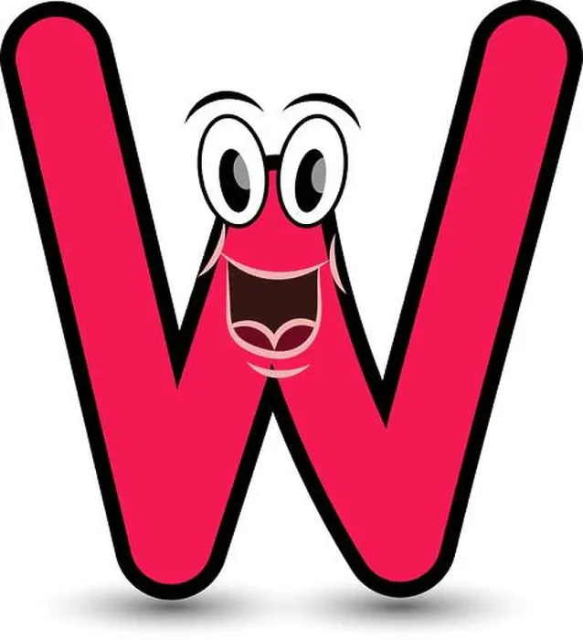 Framed Print : Funny hand drawn cartoon styled font colorful letter W with smiling face vector alphabet illustration isolated on white Framed Print : Funny hand drawn cartoon styled font colorful letter W with smiling face vector alphabet illustration isolated on white