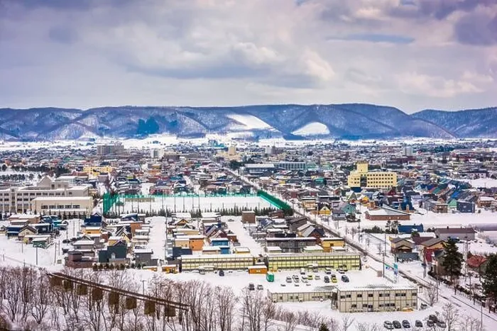 Framed Print : Furano, Hokkaido, Japan town skyline in winter at twilight Framed Print : Furano, Hokkaido, Japan town skyline in winter at twilight