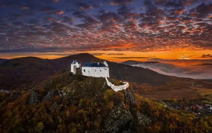 Framed Print : Fuzer, Hungary - Aerial view of the beautiful Castle of Fuzer (Fuzeri var) Framed Print : Fuzer, Hungary - Aerial view of the beautiful Castle of Fuzer (Fuzeri var)