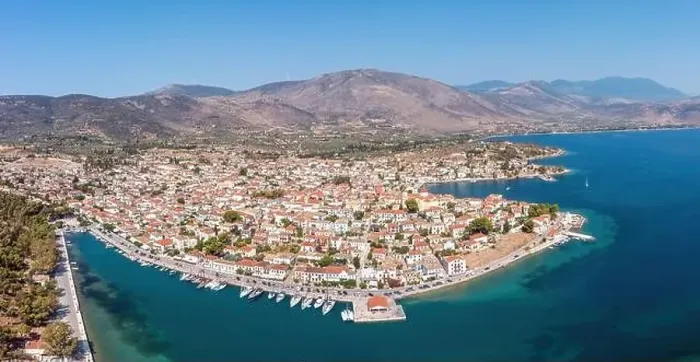 Framed Print : Galaxidi Greece from above, aerial drone view Framed Print : Galaxidi Greece from above, aerial drone view