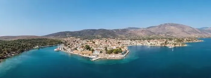Framed Print : Galaxidi Greece, aerial panoramic drone view. Traditional town in Fokida, seaside buildings, calm sea, sunny day Framed Print : Galaxidi Greece, aerial panoramic drone view. Traditional town in Fokida, seaside buildings, calm sea, sunny day