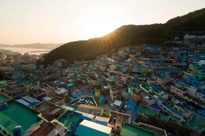 Framed Print : Gamcheon Culture Village formed by houses built in staircase-fashion on the foothills of a coastal mountain in Busan, South Korea Framed Print : Gamcheon Culture Village formed by houses built in staircase-fashion on the foothills of a coastal mountain in Busan, South Korea