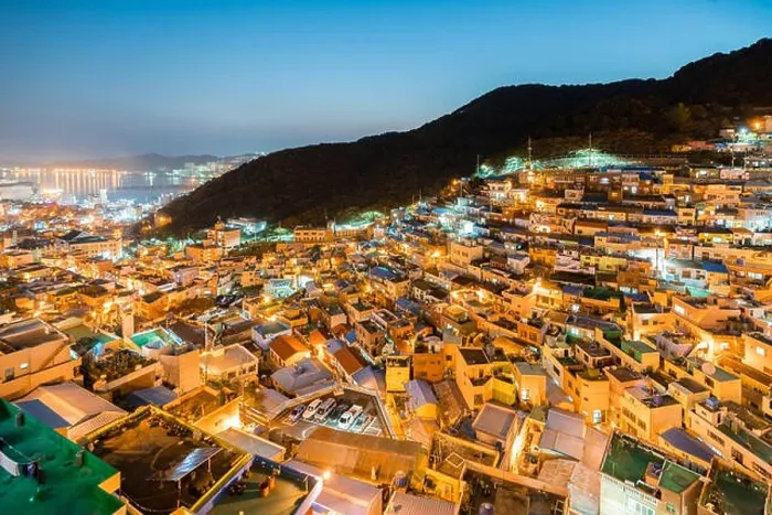 Framed Print : Gamcheon Culture Village at night in Busan, South Korea Framed Print : Gamcheon Culture Village at night in Busan, South Korea