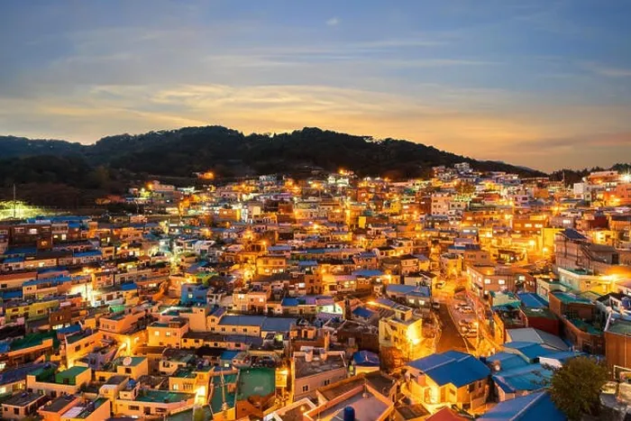 Framed Print : Gamcheon Culture Village at night in Busan, South Korea Framed Print : Gamcheon Culture Village at night in Busan, South Korea