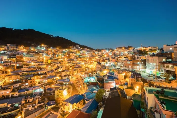 Framed Print : Gamcheon Culture Village at night in Busan, South Korea Framed Print : Gamcheon Culture Village at night in Busan, South Korea