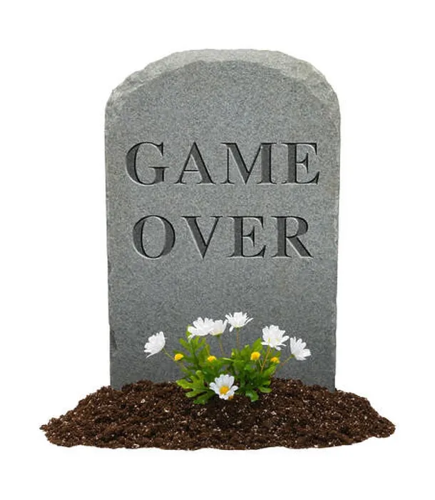 Framed Print : Game Over Gravestone Isolated on White Background Framed Print : Game Over Gravestone Isolated on White Background