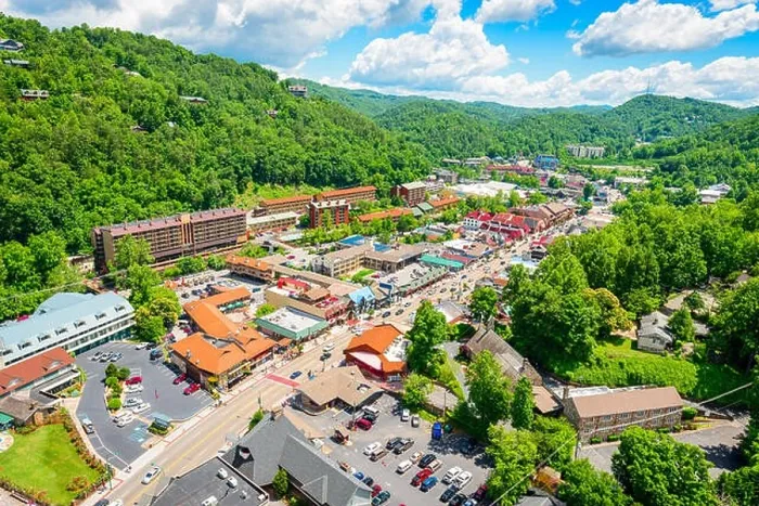 Framed Print : Gatlinburg, Tennessee, USA downtown viewed from above in the summer season Framed Print : Gatlinburg, Tennessee, USA downtown viewed from above in the summer season