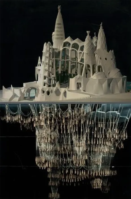 Framed Print : Gaudí's hanging model and Church of Colonia Güell Framed Print : Gaudí's hanging model and Church of Colonia Güell