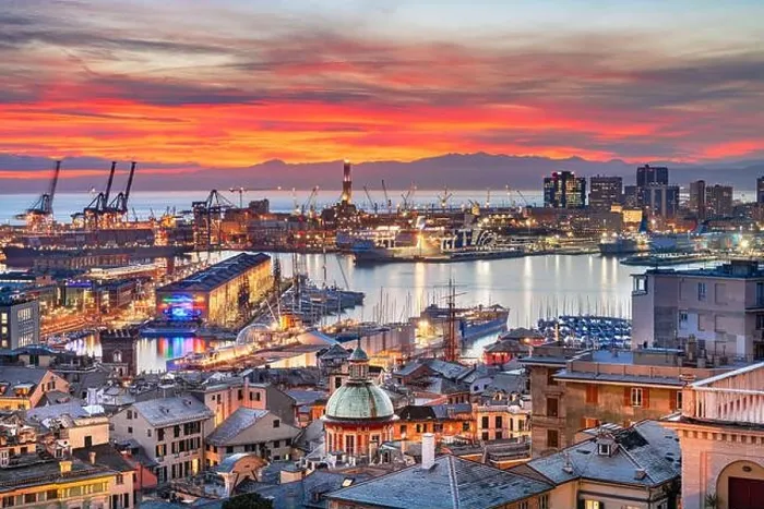 Framed Print : Genova, Italy downtown skyline on the port at dusk Framed Print : Genova, Italy downtown skyline on the port at dusk