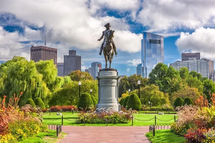 Framed Print : George Washington Monument at Public Garden in Boston, Massachusetts Framed Print : George Washington Monument at Public Garden in Boston, Massachusetts