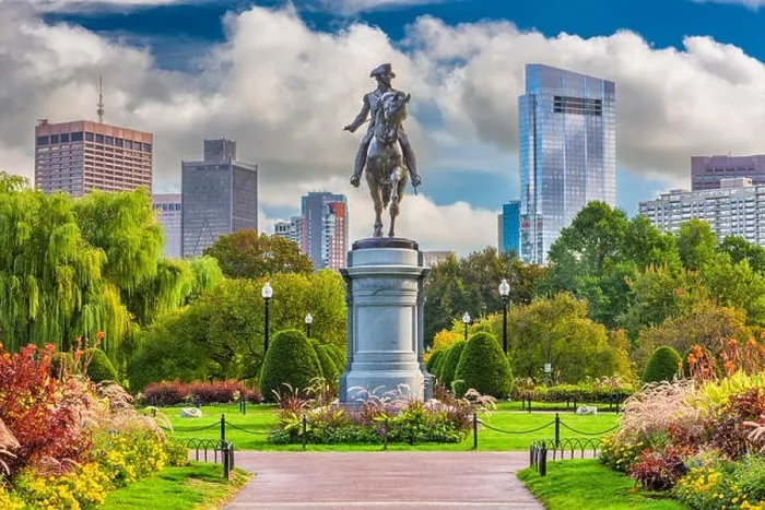 Framed Print : George Washington Monument at Public Garden in Boston, Massachusetts Framed Print : George Washington Monument at Public Garden in Boston, Massachusetts