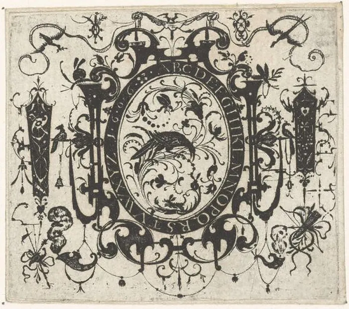 Framed Print : The German goldsmith Esaias von Hulsen published a series of six designs in blackwork at the beginning of the 17th Framed Print : The German goldsmith Esaias von Hulsen published a series of six designs in blackwork at the beginning of the 17th