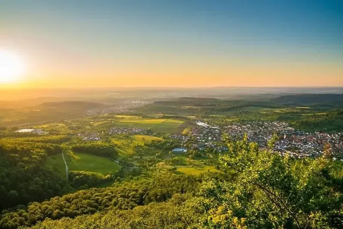 Framed Print : Germany, Beautiful green landscape of nature surrounding village houses of beuren seen from hohenneuffen mountain Framed Print : Germany, Beautiful green landscape of nature surrounding village houses of beuren seen from hohenneuffen mountain