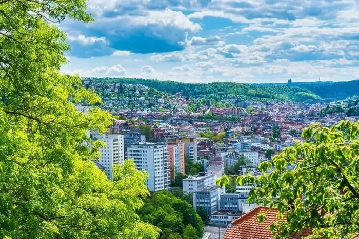 Framed Print : Germany, Stuttgart city houses and roofs of the cityscape, aerial drone view above the skyline of the famous metropolis Framed Print : Germany, Stuttgart city houses and roofs of the cityscape, aerial drone view above the skyline of the famous metropolis