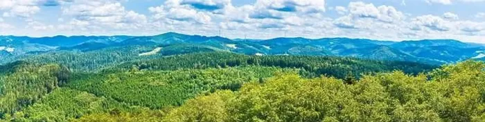 Framed Print : Germany, XXL aerial panorama nature scenery view above black forest tree tops Framed Print : Germany, XXL aerial panorama nature scenery view above black forest tree tops